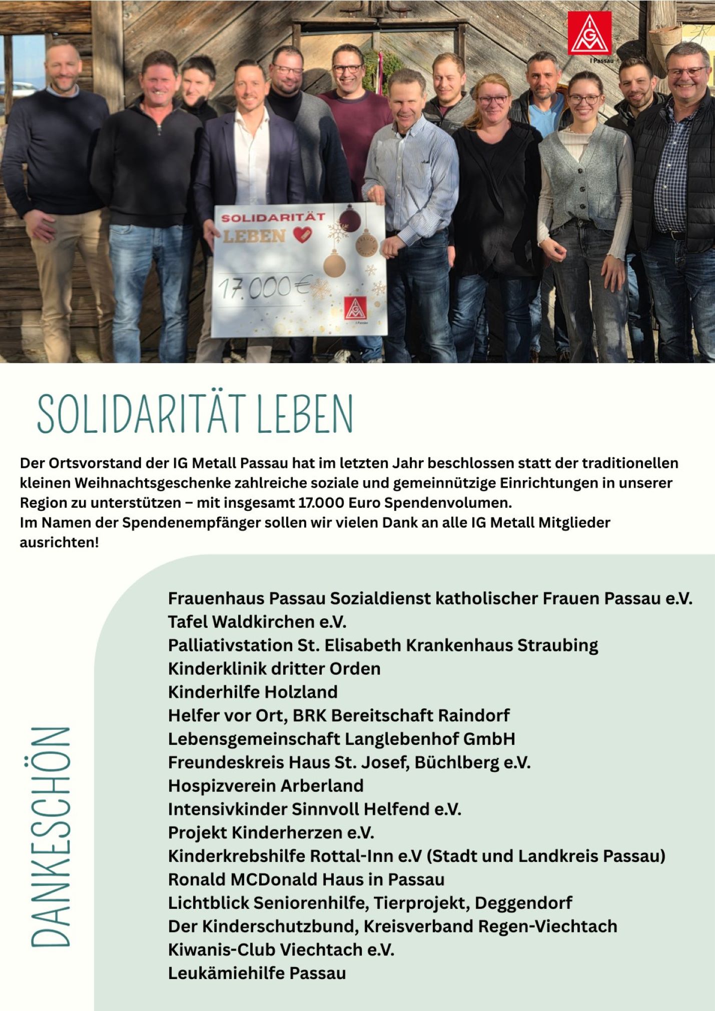 Spendenaktion "Solidarität leben" 